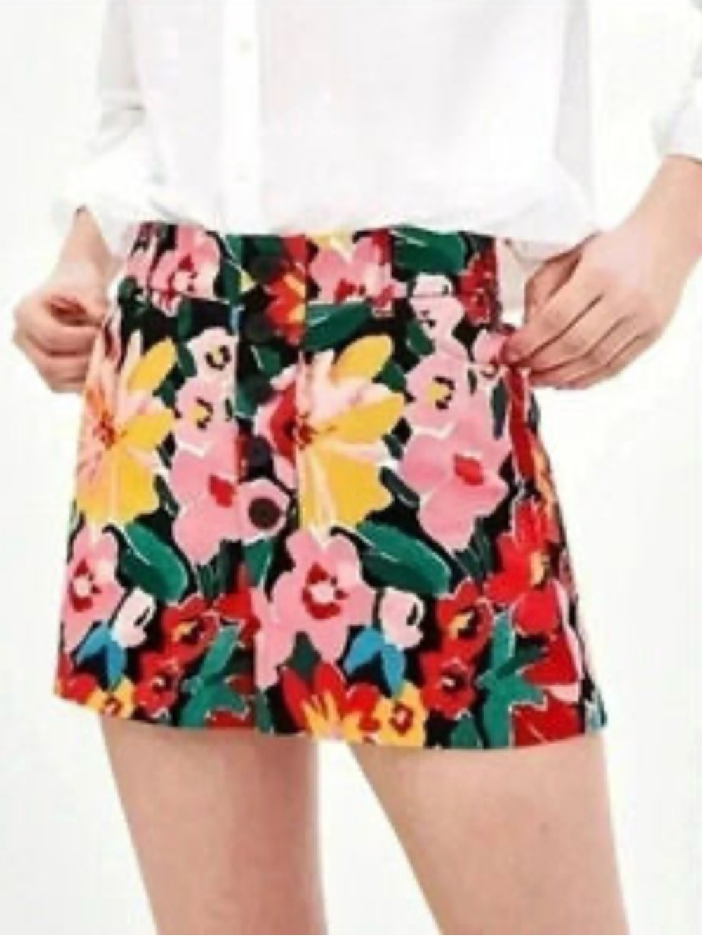Zara Floral Print High-Waist Shorts